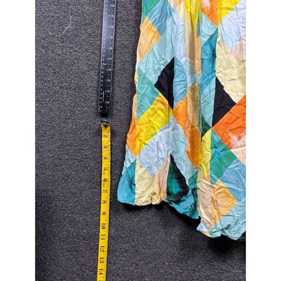 Torrid Midi Sun Dress Womens Size 0 (L) Green Multi Geometric Sleeveless - Picture 7 of 8